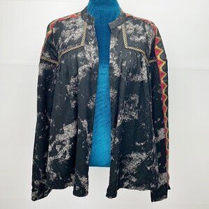 Ecote Medium Kimono Open Blazer Waist Length Black Lightweight